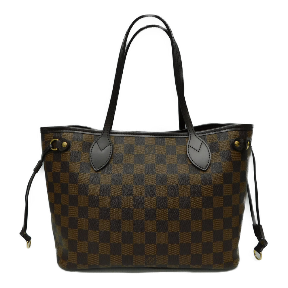 Louis Vuitton Neverfull Damier Ebene Brown Tote Bag Brown Red Pouch - Picture 2 of 7